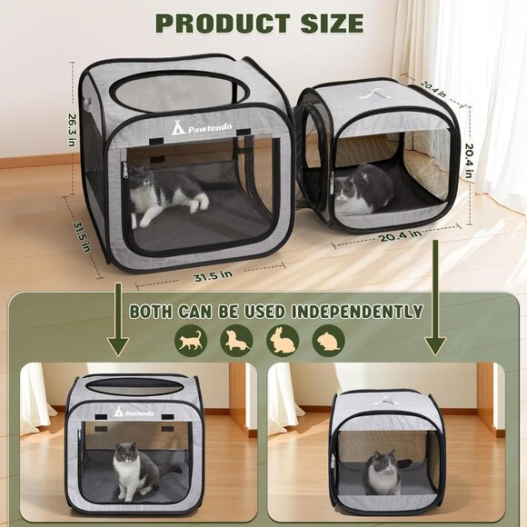 Portable Cat Playpen,Foldable Cat Cage,Enclosed Cat Tent for Indoor Outdoor - Picture 3 of 7